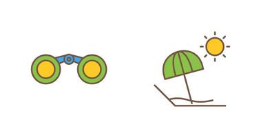 Binoculars and beach Icon vector