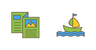 folleto y barco icono vector