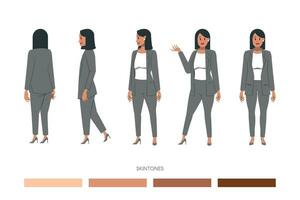 Businesswoman doing different angle poses vector