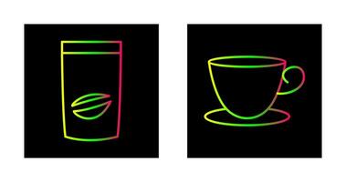 coffee bag and tea cup  Icon vector