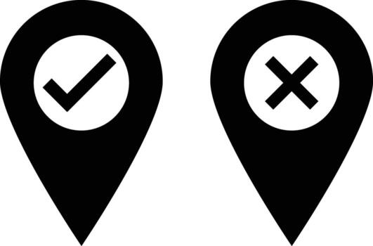 map pointer with check mark vector isolated on white background