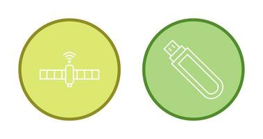 satelllite and usb drive Icon vector