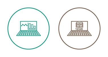 en línea estadísticas y en línea estudiar icono vector