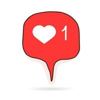 presentación un nuevo disputar, social medios de comunicación gustos uno burbuja corazón conformado vector icono, plano diseño, aislado en blanco.