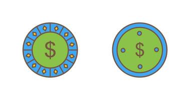 dollar chip and dolllar coin Icon vector