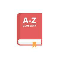 Glossary book icon in flat style. Guidebook encyclopedia vector illustration on isolated background. A-Z notebook sign business concept.