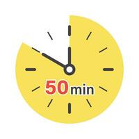 50 minutos en cronógrafo icono en plano estilo. reloj cara Temporizador vector ilustración en aislado antecedentes. cuenta regresiva firmar negocio concepto.
