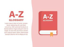 Glossary book icon in flat style. Guidebook encyclopedia vector illustration on isolated background. A-Z notebook sign business concept.