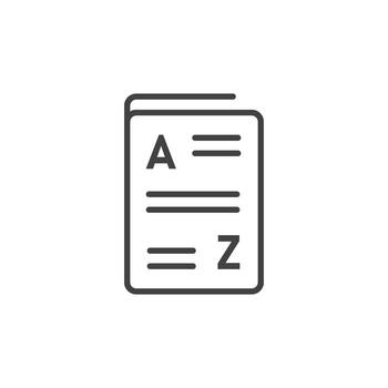 Glossary book icon in flat style. Guidebook encyclopedia vector illustration on isolated background. A-Z notebook sign business concept.