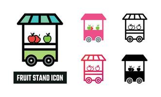 Fruit stand Icon Set Vector Illustration