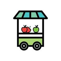 Fruit stand Icon Vector Illustration. Fruit stand Lineal Color Icon