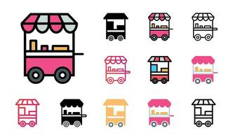 Food Cart Icon Set Vector Illustration