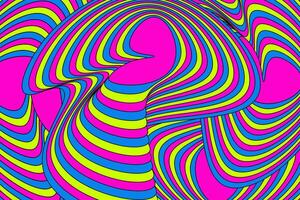 Wavy abstract groovy background. Hippie 70s retro rainbow color. Vector illustration