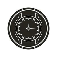 clock icon in black circle vector