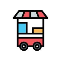 Food Cart Icon Vector Illustration. Food Cart Lineal Color Icon