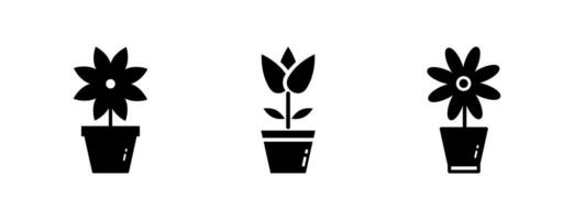 Flower pot Icon. Glyph Style Flower pot Fill Icon Vector Illustration