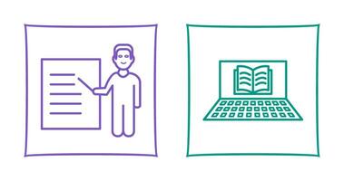 Online Books and Male Presenter Icon vector