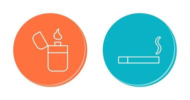 lighter and lit cigarette Icon vector