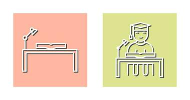 study desk and studying on desk  Icon vector