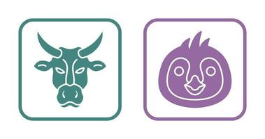 Cow and Penguin Icon vector