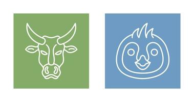 Cow and Penguin Icon vector