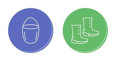 water bucket and boots Icon vector