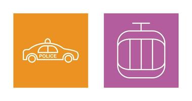 Police Car and Cable Car Icon vector