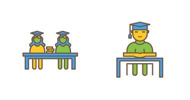 Combined Study and Studying on Desk Icon vector