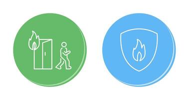 running from fire and fire shield  Icon vector