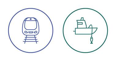 Train and Fishing Boat Icon vector