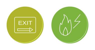 exit and electricity fire Icon vector