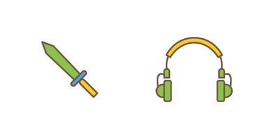 Headphones and Sword Icon vector