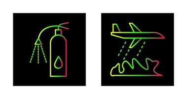 using extinguisher and firefighter plane  Icon vector