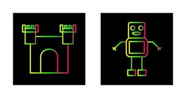 castillo y robot icono vector