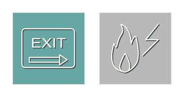 exit and electricity fire Icon vector