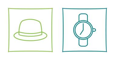 sombrero y reloj icono vector