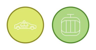 Police Car and Cable Car Icon vector