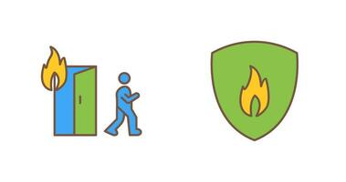 running from fire and fire shield  Icon vector