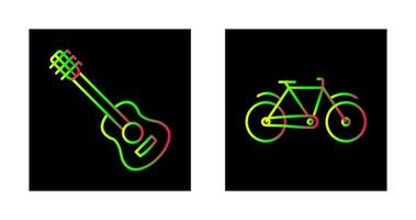 guitarra y bicicleta icono vector