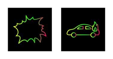 explosion and car on fire  Icon vector