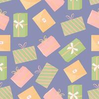 Set of present boxes seamless pattern. Vector illistration