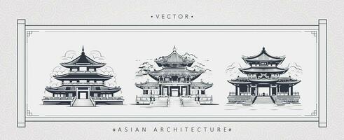 Chinese ancient architecture tower art vector