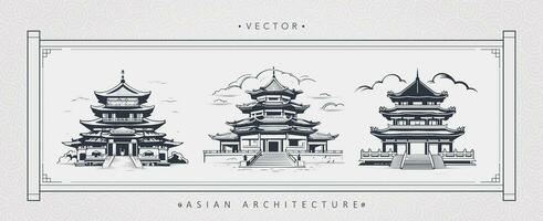 Chinese ancient architecture tower art vector