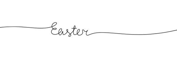 Easter one line continuous inscription. Easter text banner. Hand drawn vector art