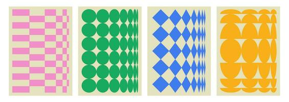 Playful geometric abstract background. Brutal contemporary figure circle oval wave patterns. Poster with shapes in 90s brutal style. Swiss design aesthetic. vector