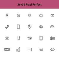 Simple set of communication Vector Line Icons. Contains battery symbol, Location, Mail, Phone etc. You can edit the scratches again. 36x36 pixel perfect