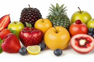 various mixed healthy fruits. background. AI Generative Pro Photo