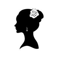 Silhouette of the bride's face side view vector isolated on white background.