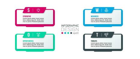 Business concept infographic template with swot analysis. vector