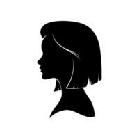 Silhouette of woman with short hair isolated on white background vector